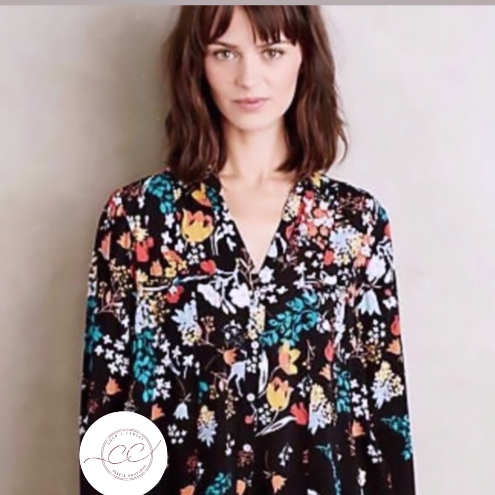 Anthropologie Maeve Floral Woodland
Animal Blouse